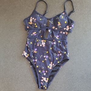 Cupshe Navy Floral One Piece Swimsuit